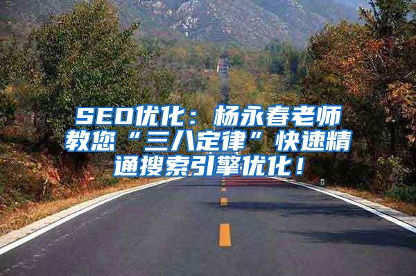 SEO优化：杨永春老师教您“三八定律”快速精通搜索引擎优化！