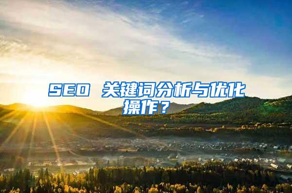 SEO 关键词分析与优化操作？