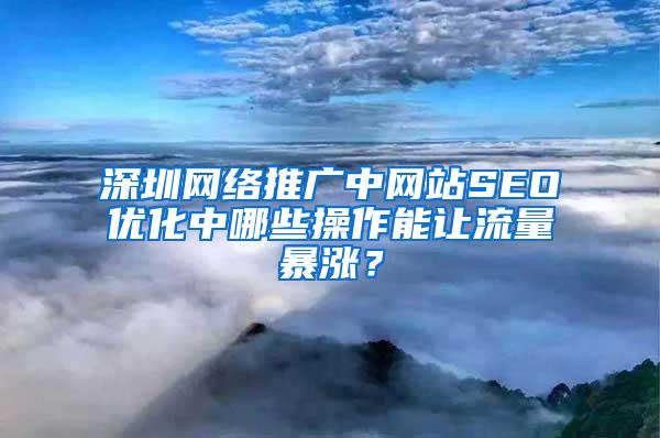 深圳网络推广中网站SEO优化中哪些操作能让流量暴涨？