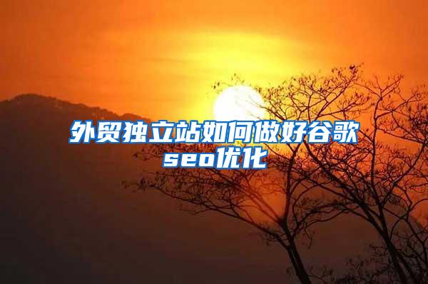 外贸独立站如何做好谷歌seo优化