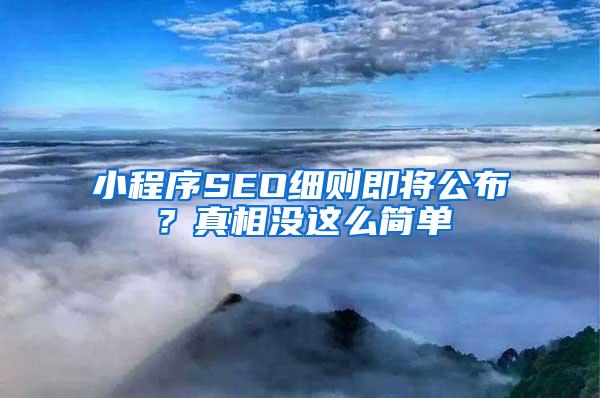 小程序SEO细则即将公布？真相没这么简单