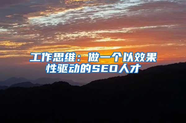 工作思维：做一个以效果性驱动的SEO人才