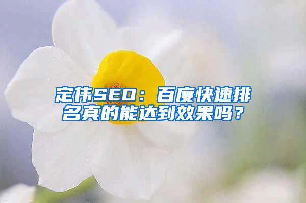 定伟SEO：百度快速排名真的能达到效果吗？