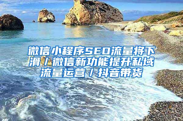 微信小程序SEO流量将下滑／微信新功能提升私域流量运营／抖音带货