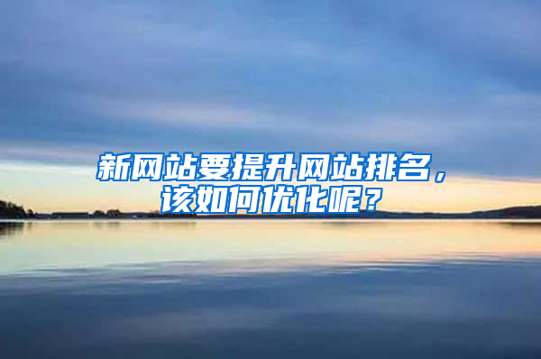 新网站要提升网站排名，该如何优化呢？