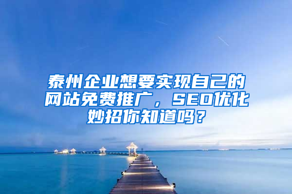 泰州企业想要实现自己的网站免费推广，SEO优化妙招你知道吗？