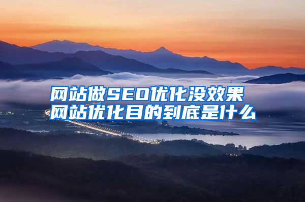 网站做SEO优化没效果 网站优化目的到底是什么