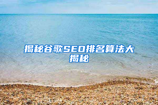 揭秘谷歌SEO排名算法大揭秘