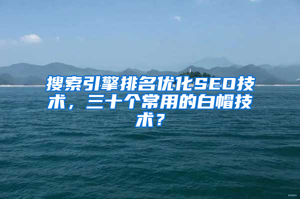 搜索引擎排名优化SEO技术，三十个常用的白帽技术？