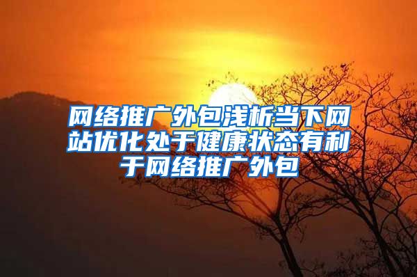 网络推广外包浅析当下网站优化处于健康状态有利于网络推广外包