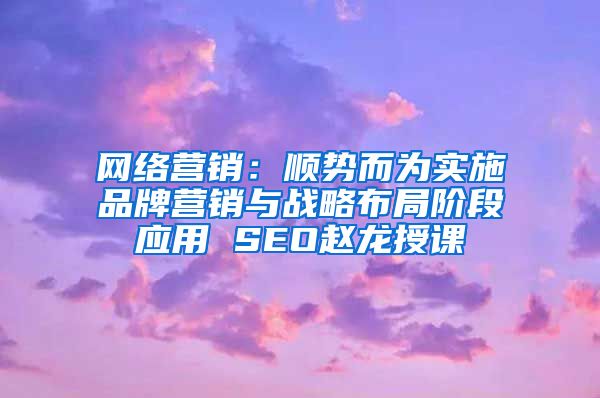 网络营销：顺势而为实施品牌营销与战略布局阶段应用 SEO赵龙授课