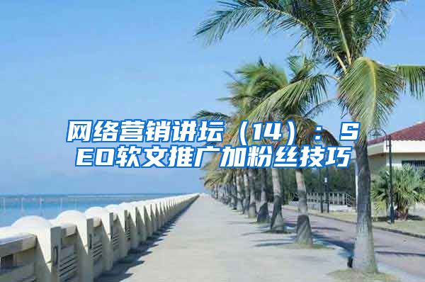 网络营销讲坛（14）：SEO软文推广加粉丝技巧