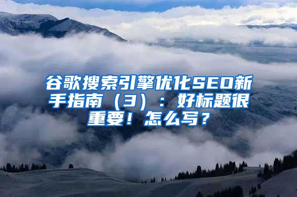 谷歌搜索引擎优化SEO新手指南（3）：好标题很重要！怎么写？