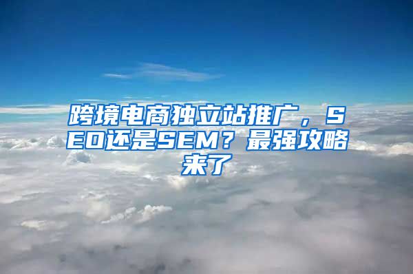 跨境电商独立站推广，SEO还是SEM？最强攻略来了
