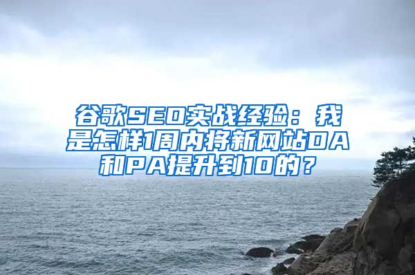 谷歌SEO实战经验：我是怎样1周内将新网站DA和PA提升到10的？