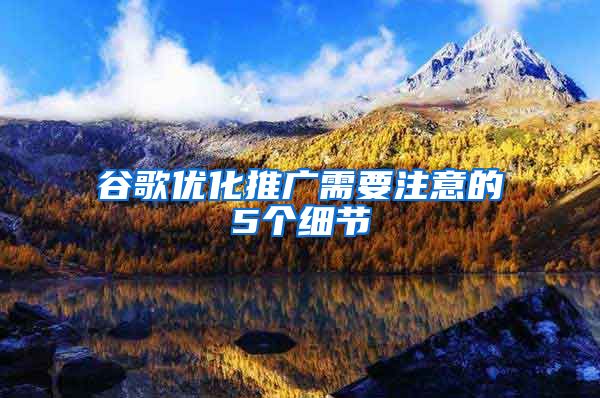 谷歌优化推广需要注意的5个细节