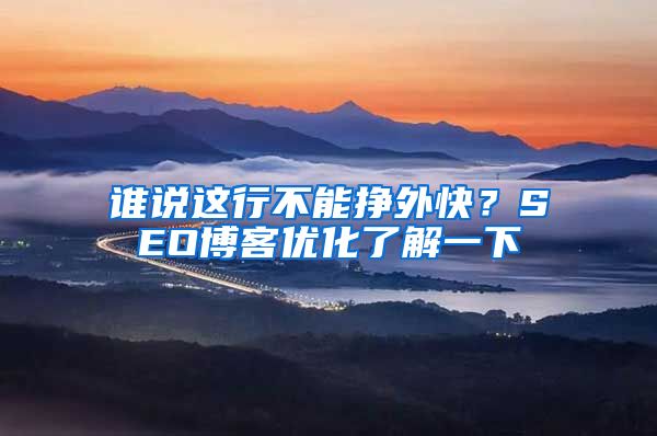 谁说这行不能挣外快？SEO博客优化了解一下