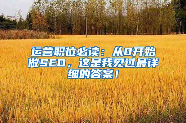 运营职位必读：从0开始做SEO，这是我见过最详细的答案！